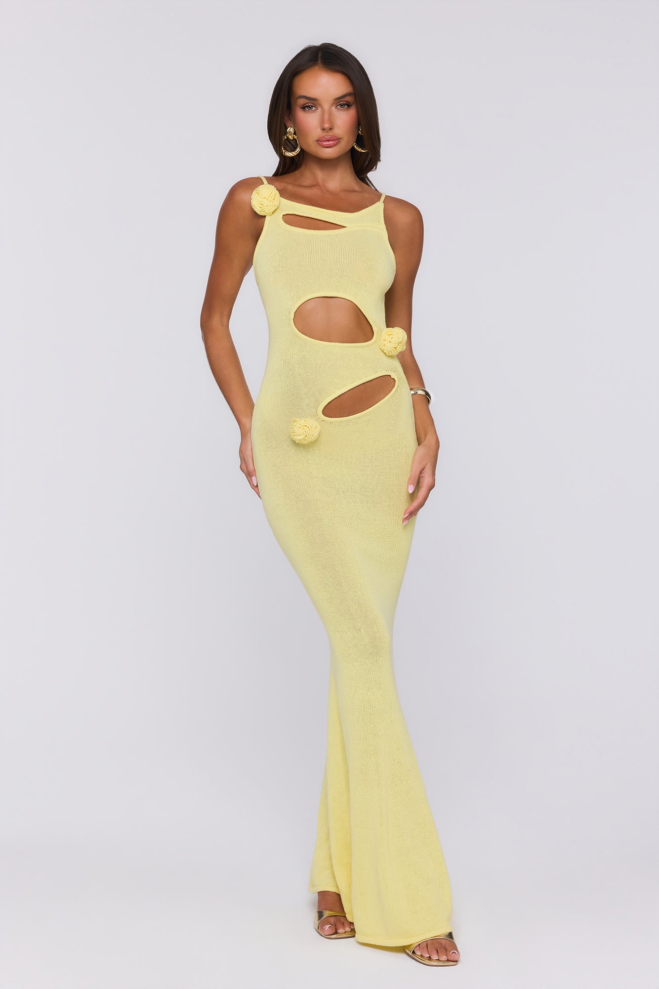Wild Aura Knit Maxi Dress Yellow