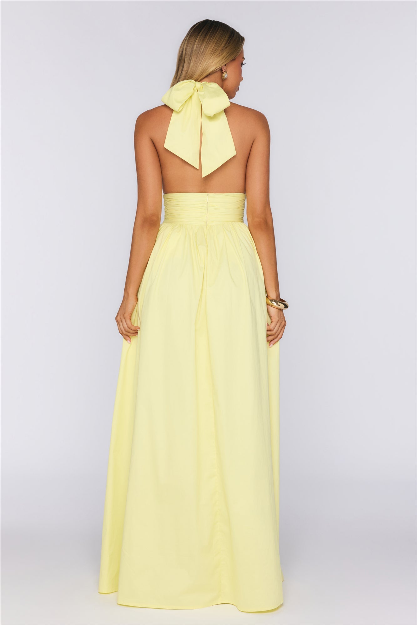 Glow And Go Halter Maxi Dress Lemon