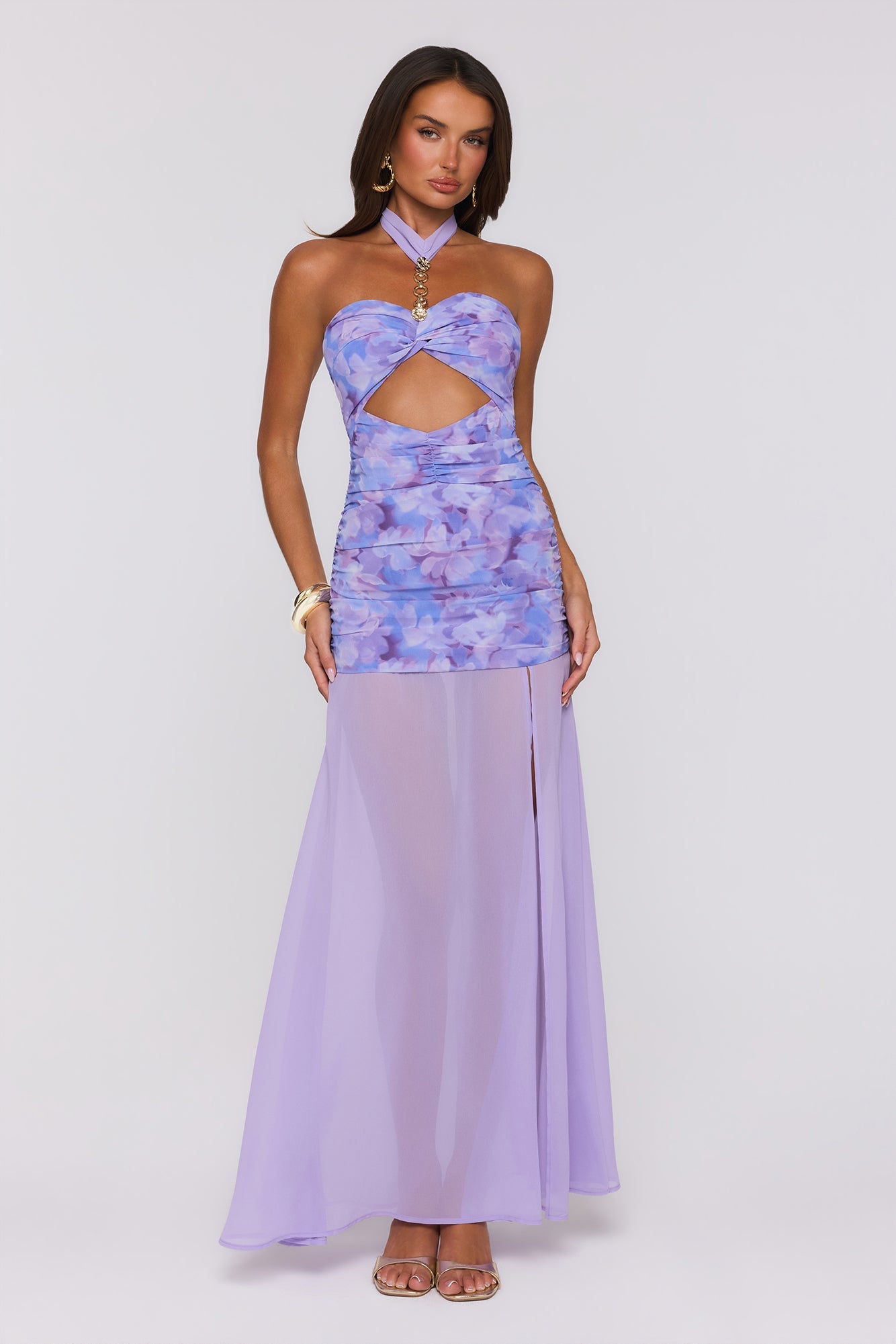 Lilac Whisper Halter Maxi Dress Lilac