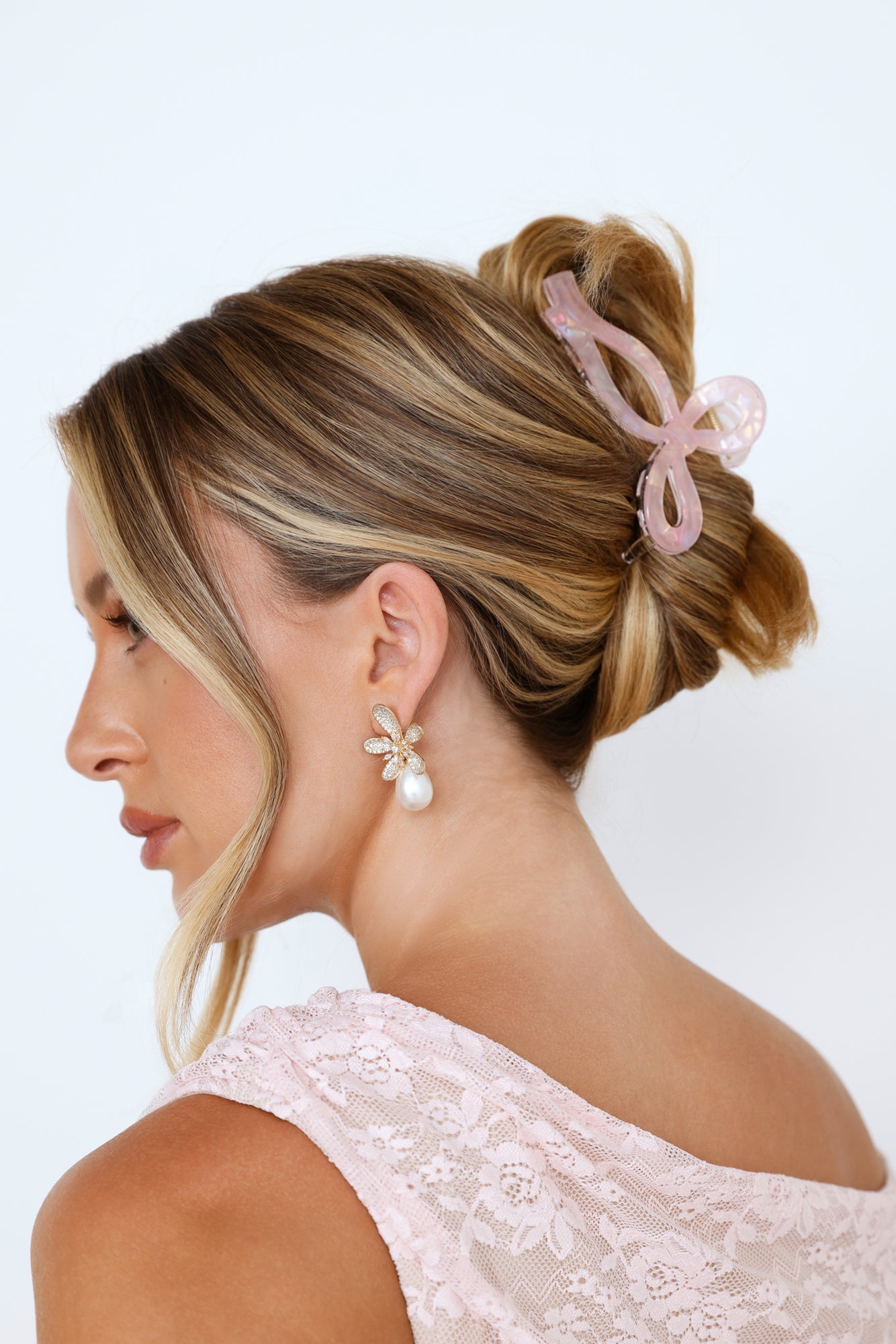 Ribbon Bows Claw Clip Pink