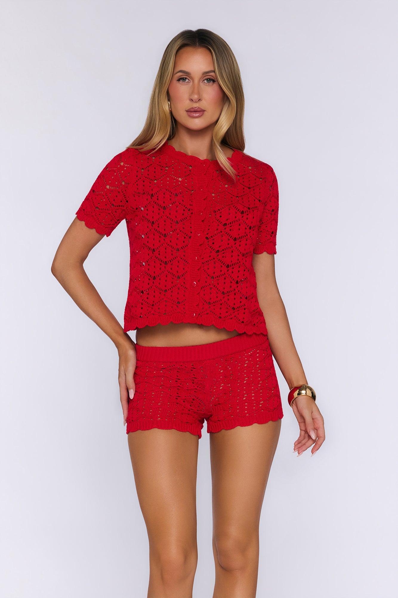 Sunkissed Socialite Knit Shorts Red