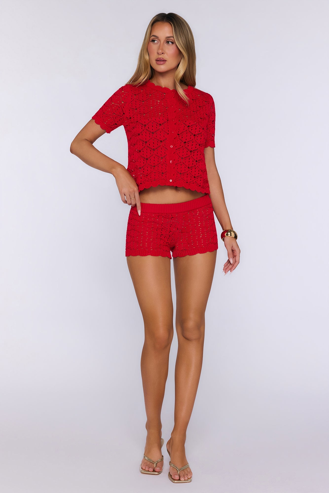 Sunkissed Socialite Knit Shorts Red