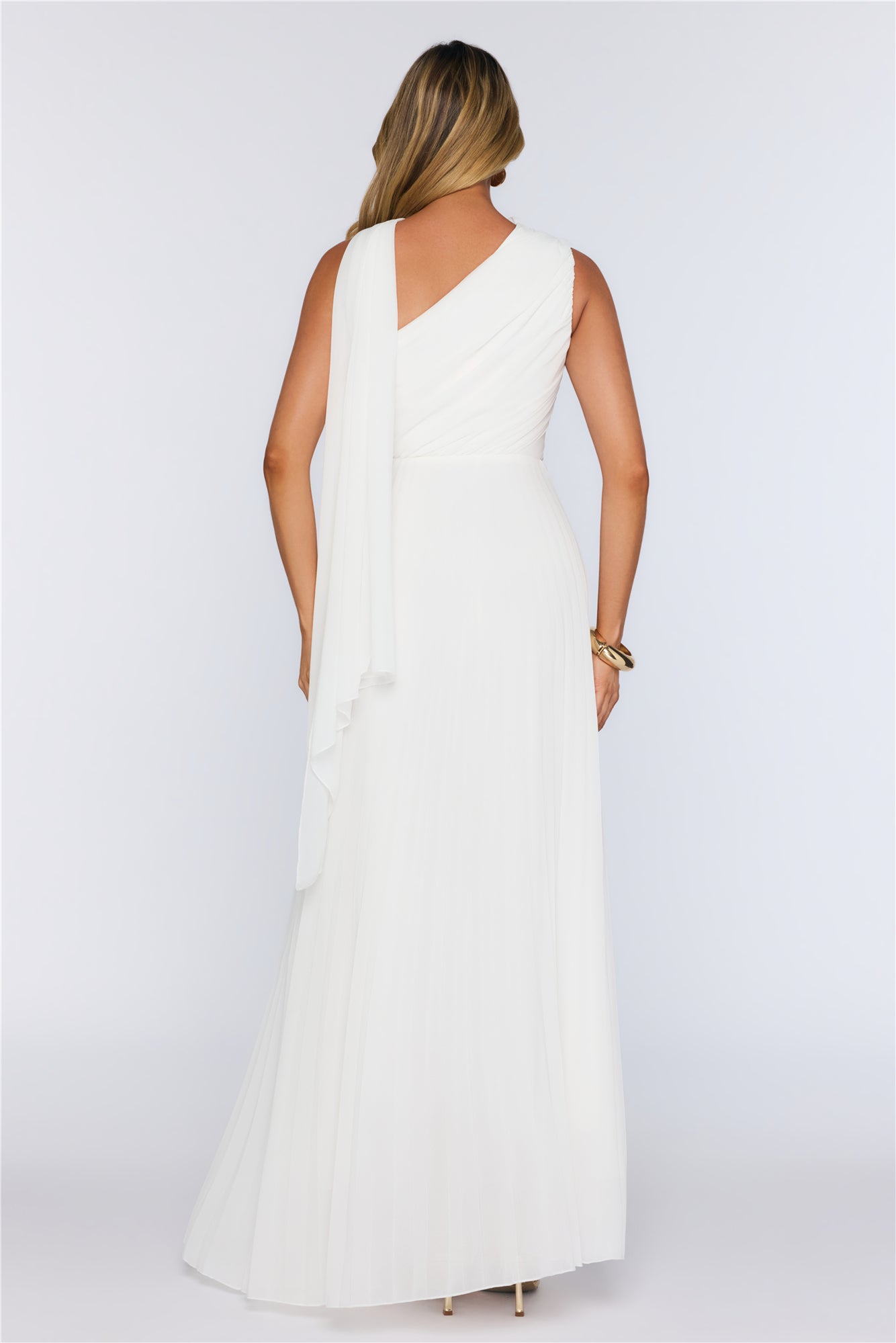 Rosy Romance One Shoulder Maxi Dress White