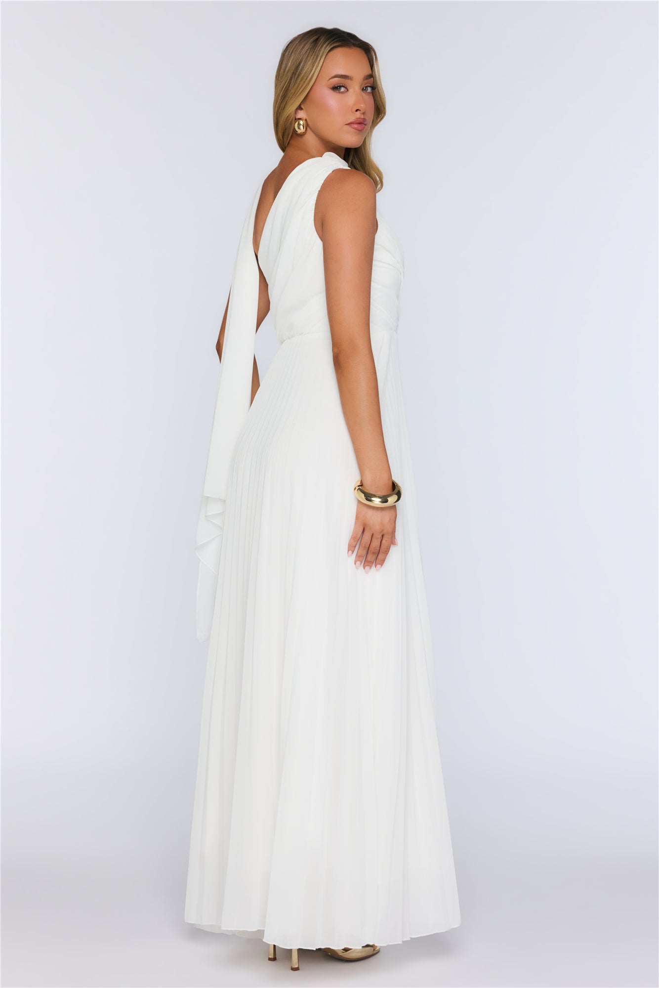Rosy Romance One Shoulder Maxi Dress White
