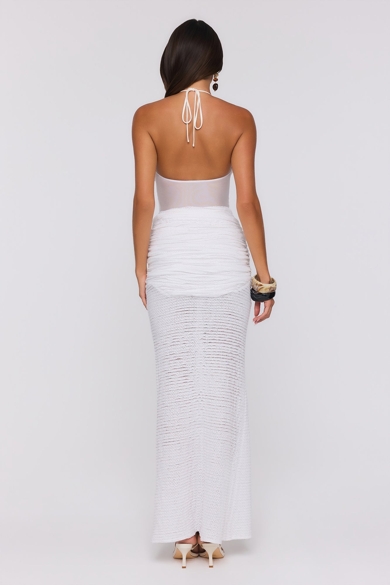 Blanco Halter Midi Dress White