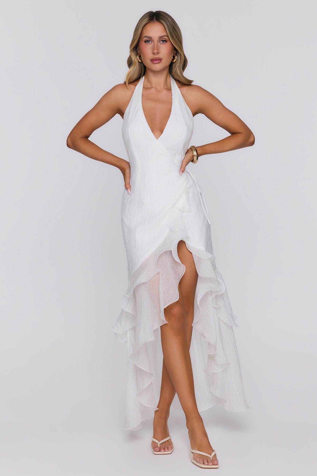 Her Extravaganza Halter Maxi Dress White