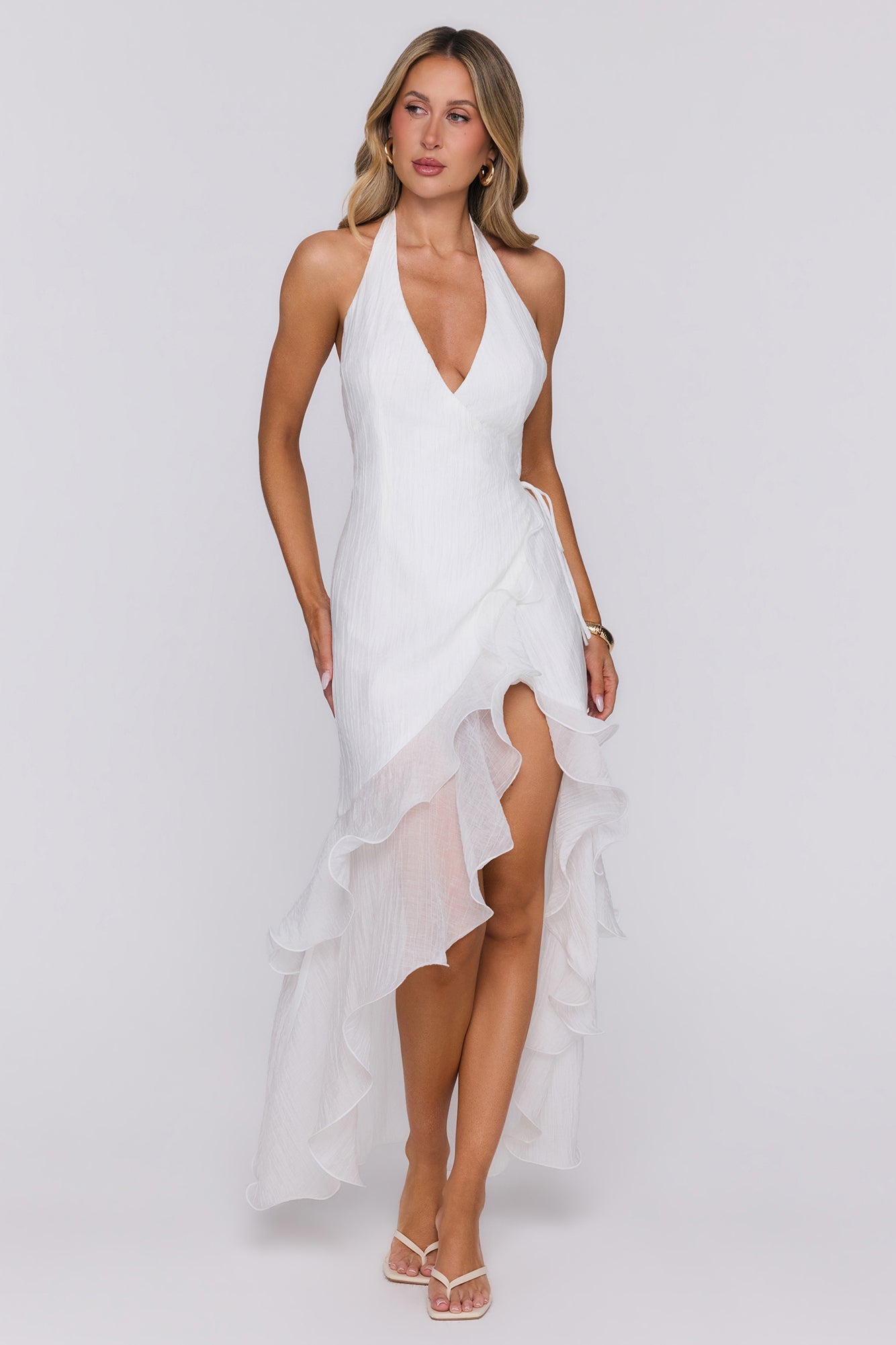 Her Extravaganza Halter Maxi Dress White