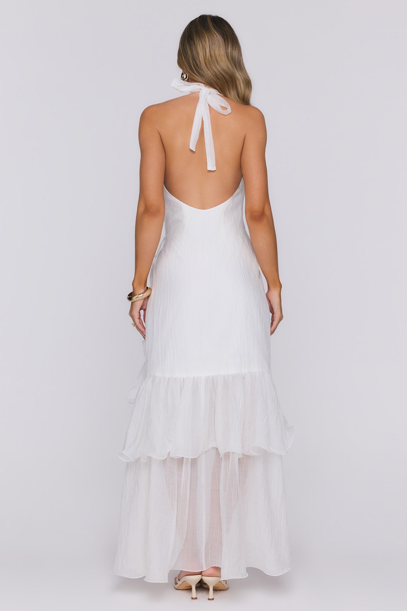 Her Extravaganza Halter Maxi Dress White