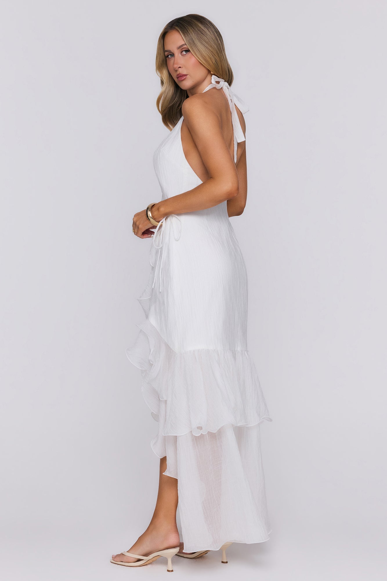 Her Extravaganza Halter Maxi Dress White