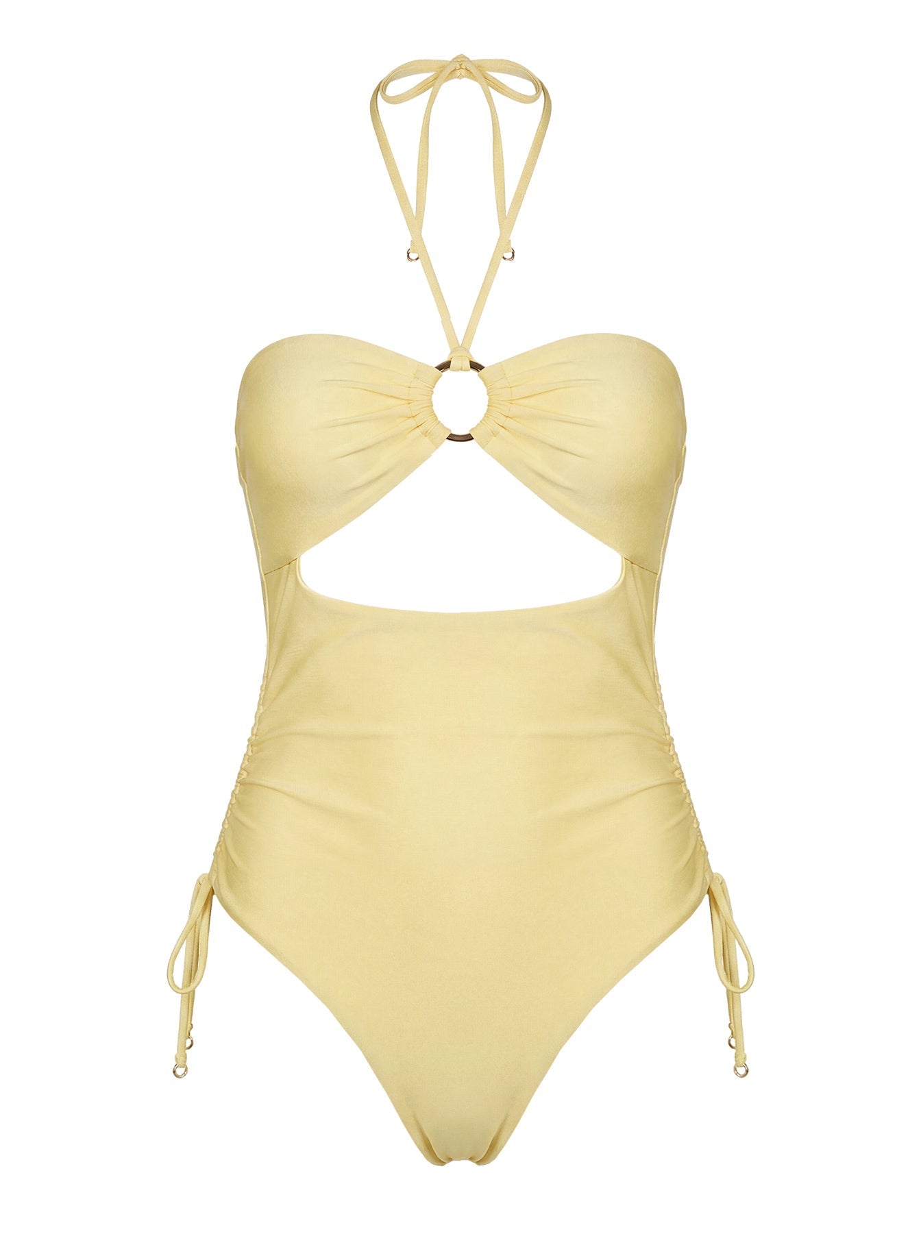 Ubelia Halter Cut Out One Piece Yellow