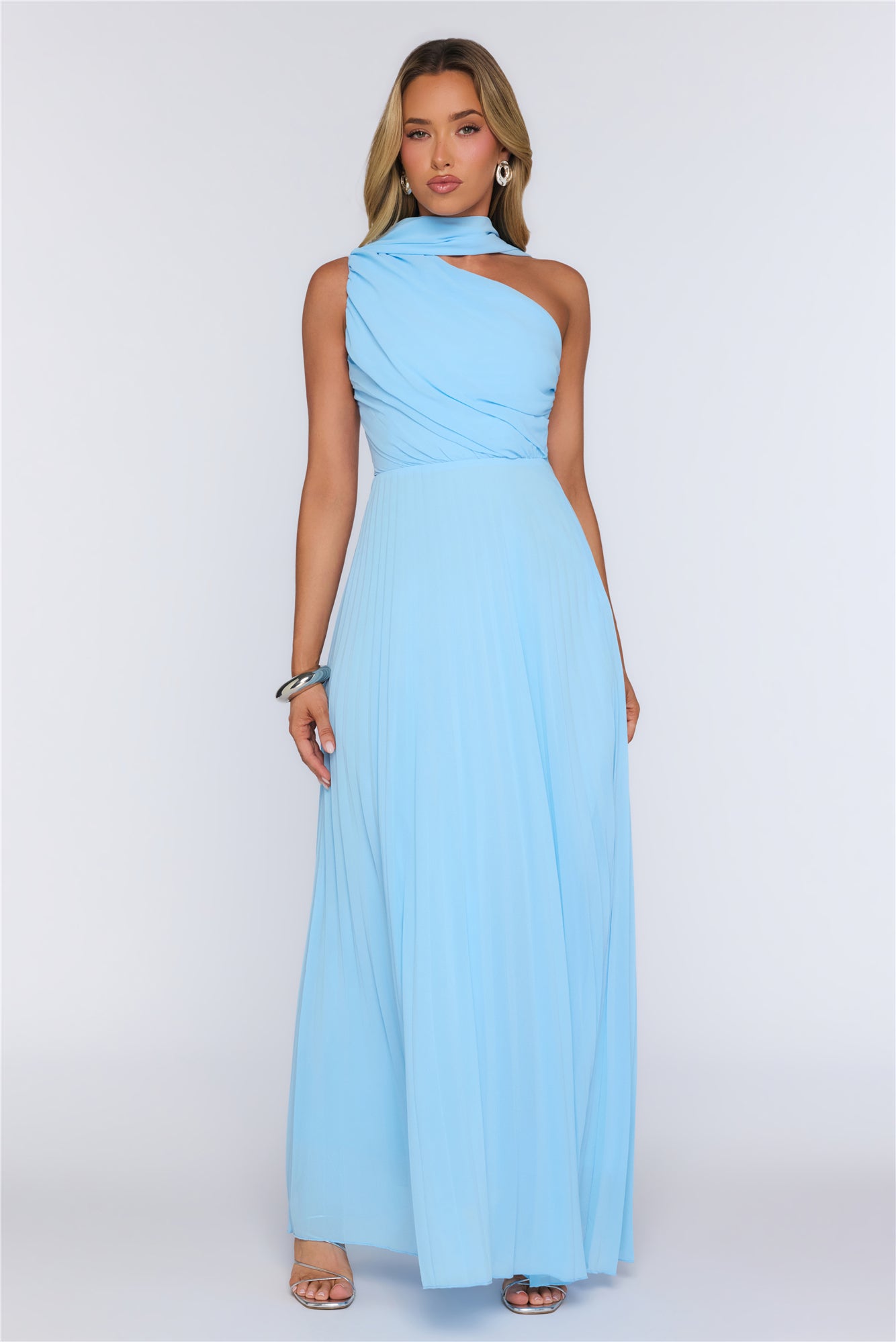 Rosy Romance One Shoulder Maxi Dress Blue