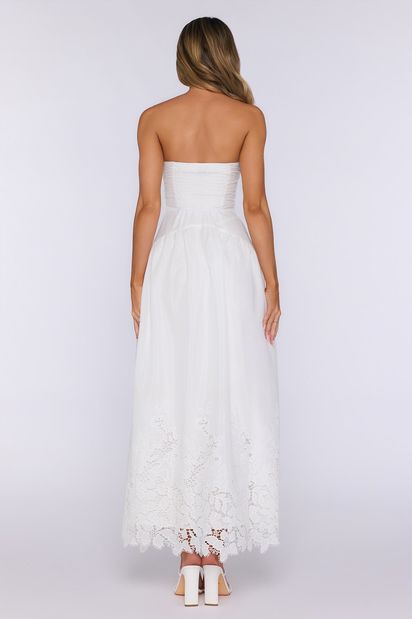 Entrance Moment Strapless Maxi Dress White