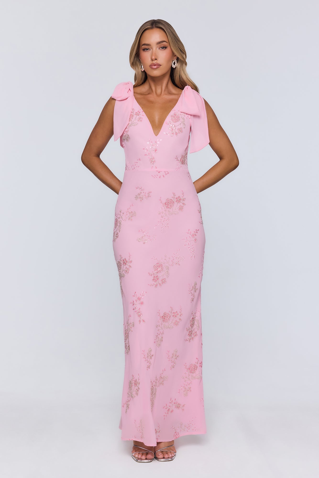 Soft Icon Energy Embellished Maxi Dress Pink