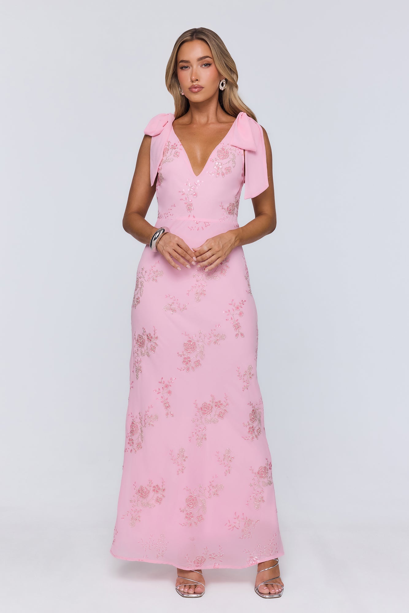 Soft Icon Energy Embellished Maxi Dress Pink
