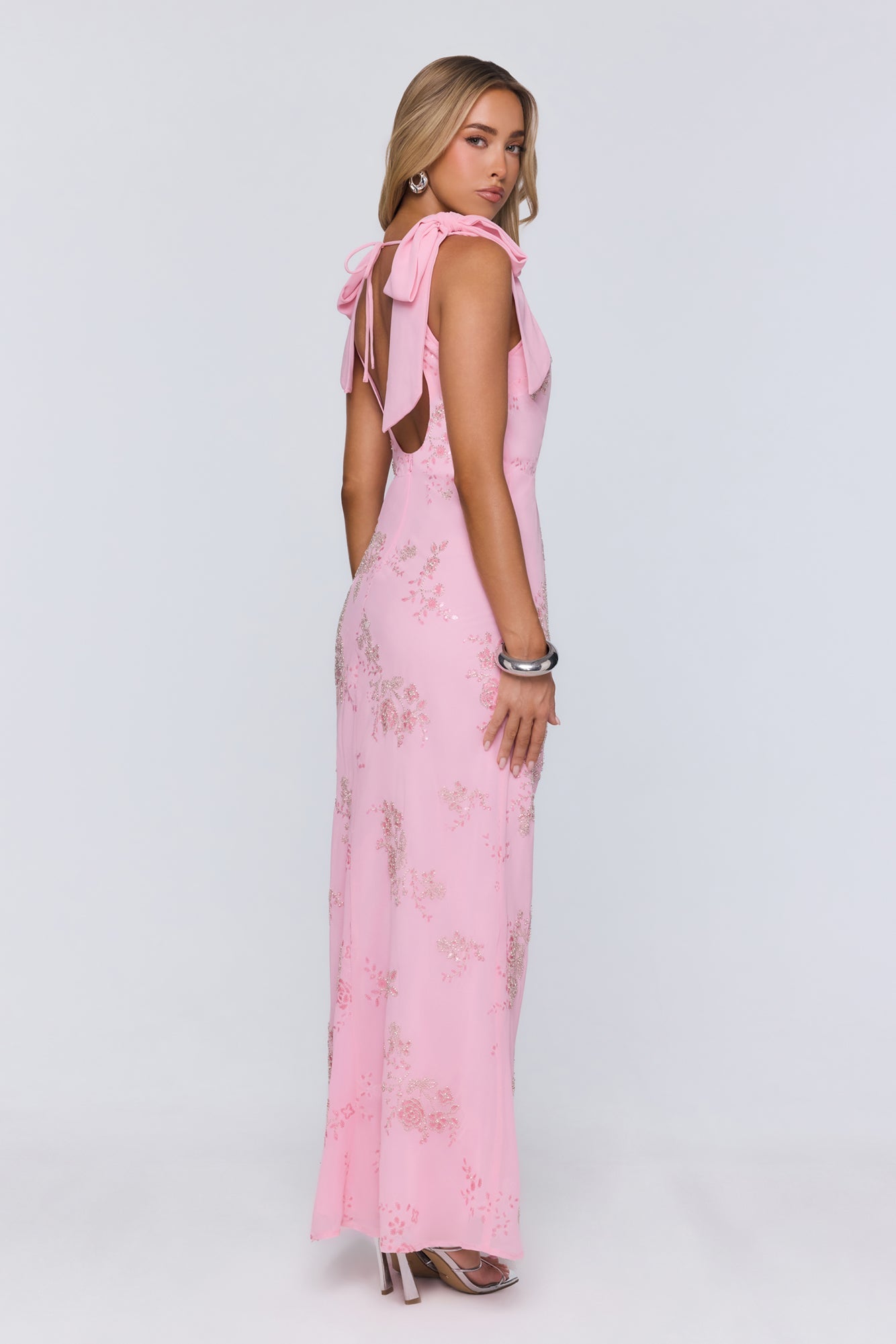 Soft Icon Energy Embellished Maxi Dress Pink
