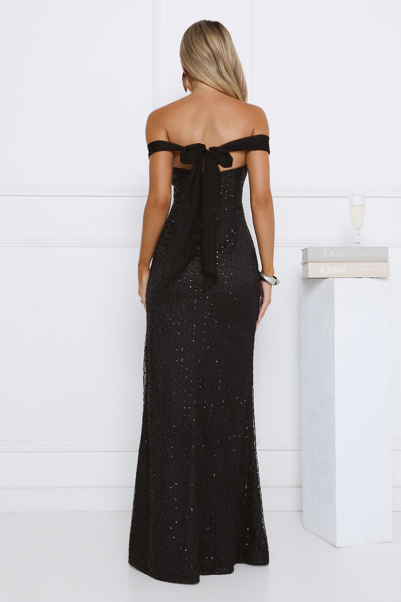 Exclusive Guest List Off Shoulder Maxi Dress Black