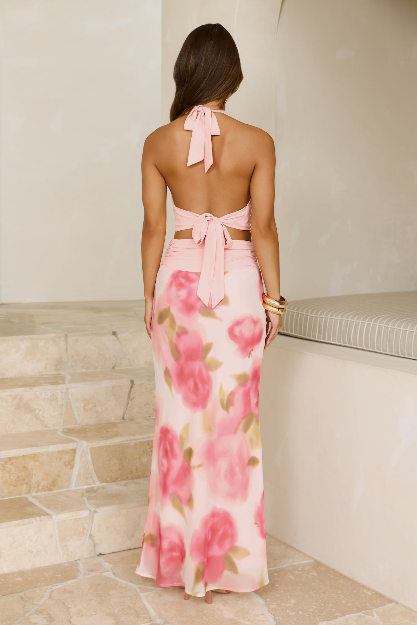 Soft Rose Affair Maxi Skirt Pink