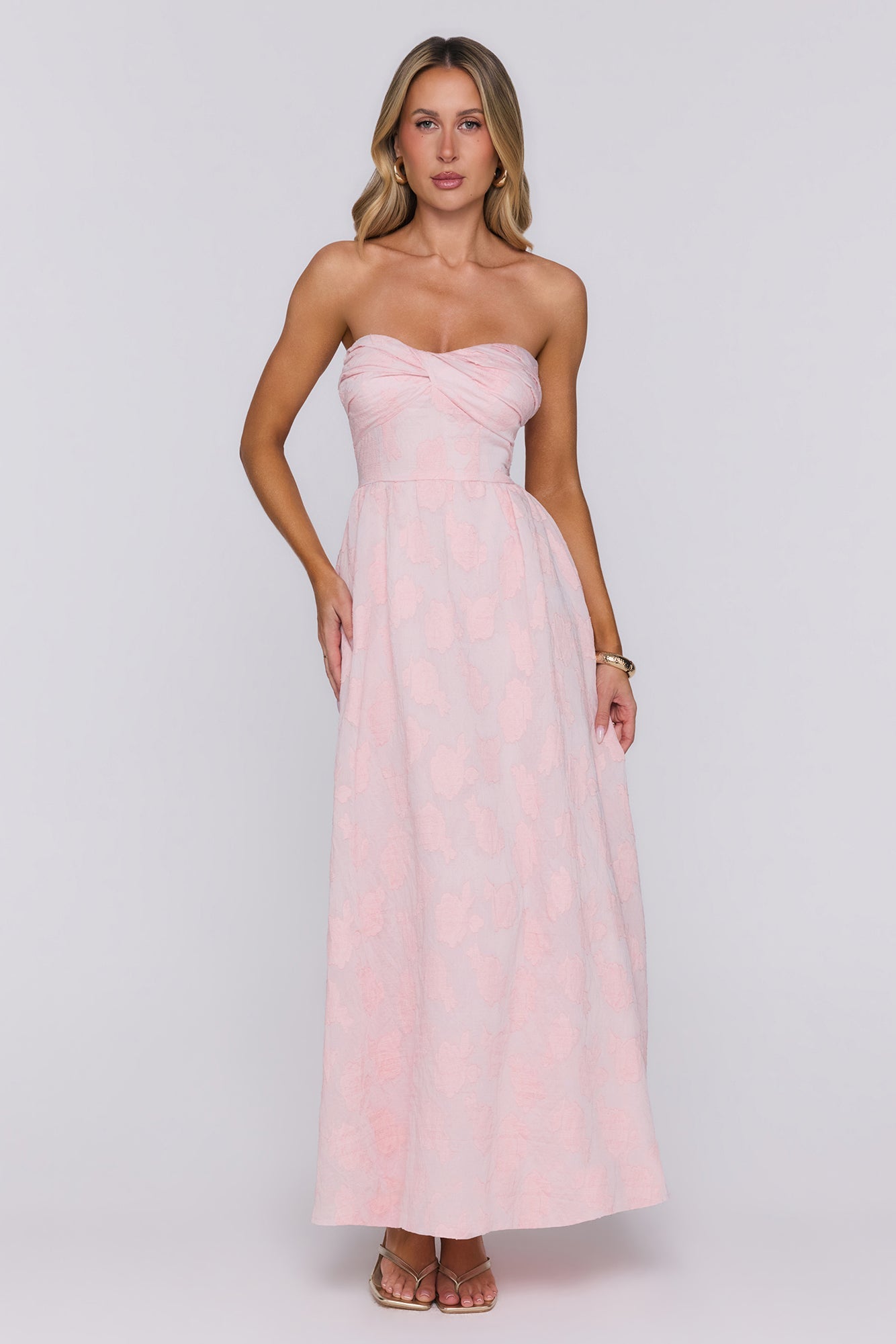 The Look Wins Strapless Maxi Dress Pink