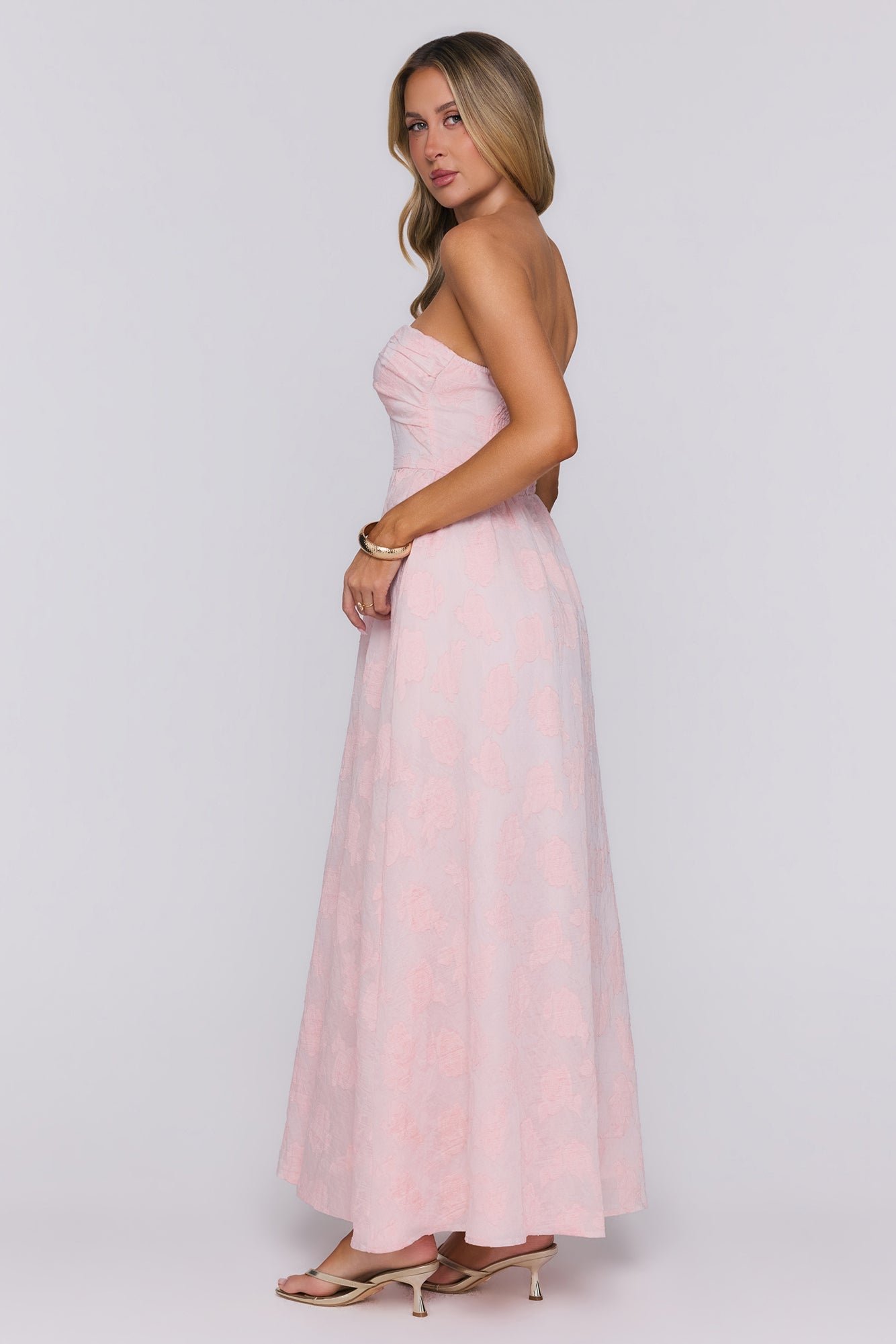 The Look Wins Strapless Maxi Dress Pink