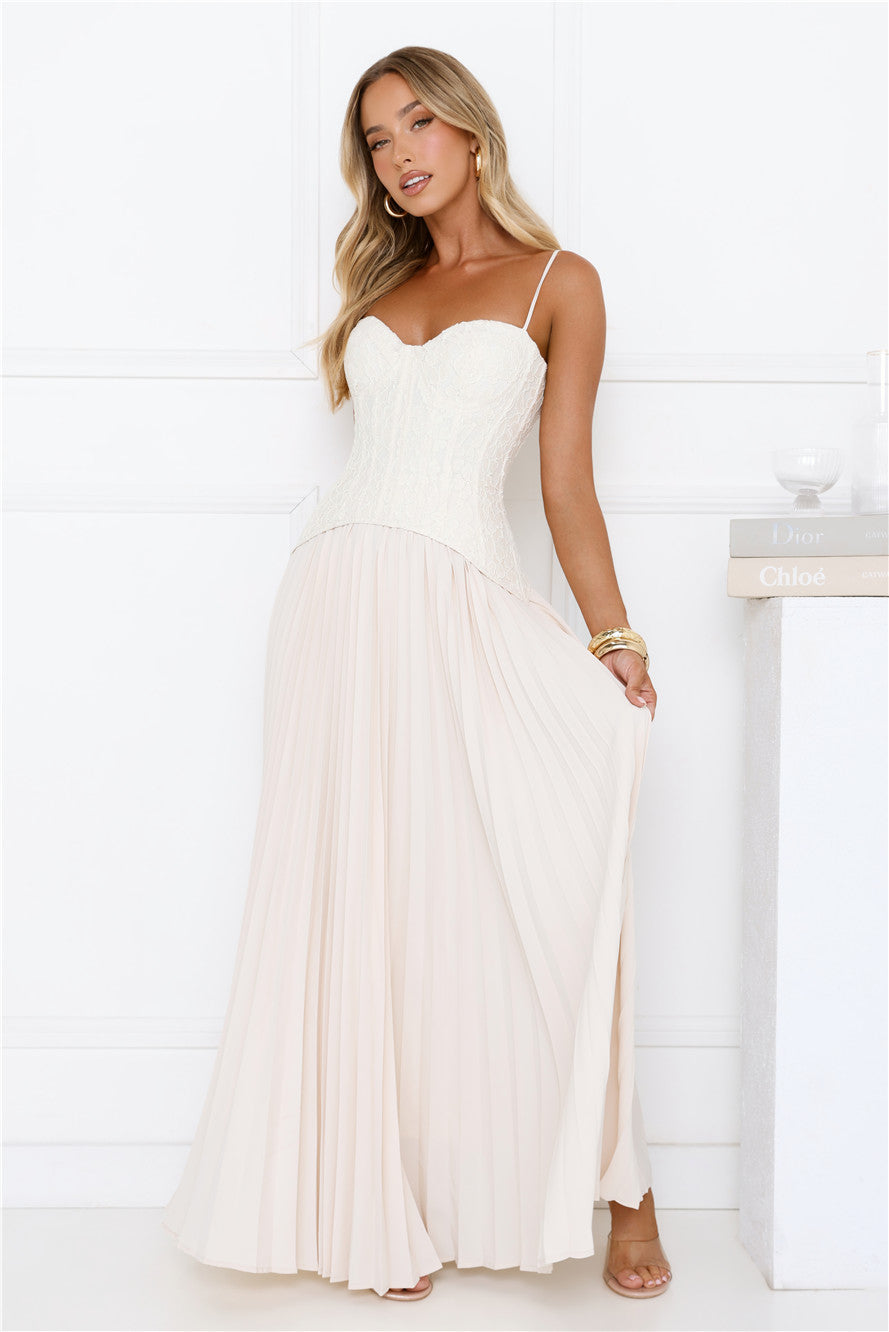 Antique Roses Lace Maxi Dress Cream