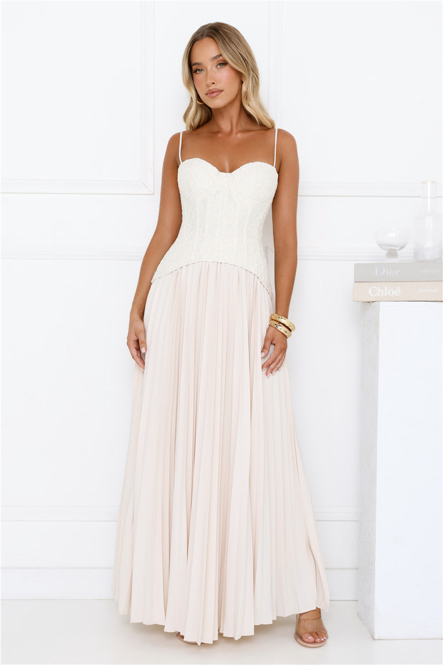 Antique Roses Lace Maxi Dress Cream
