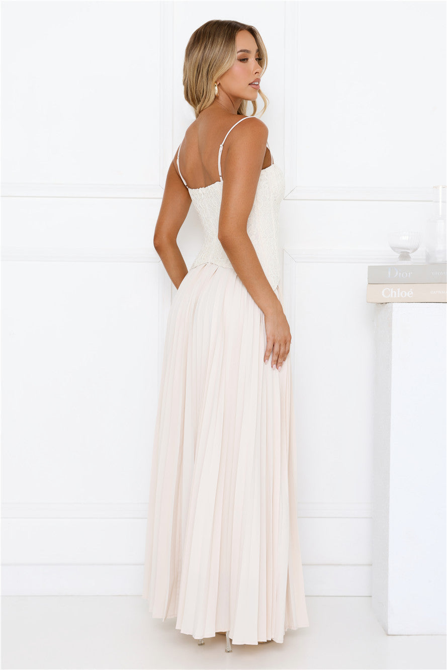 Antique Roses Lace Maxi Dress Cream
