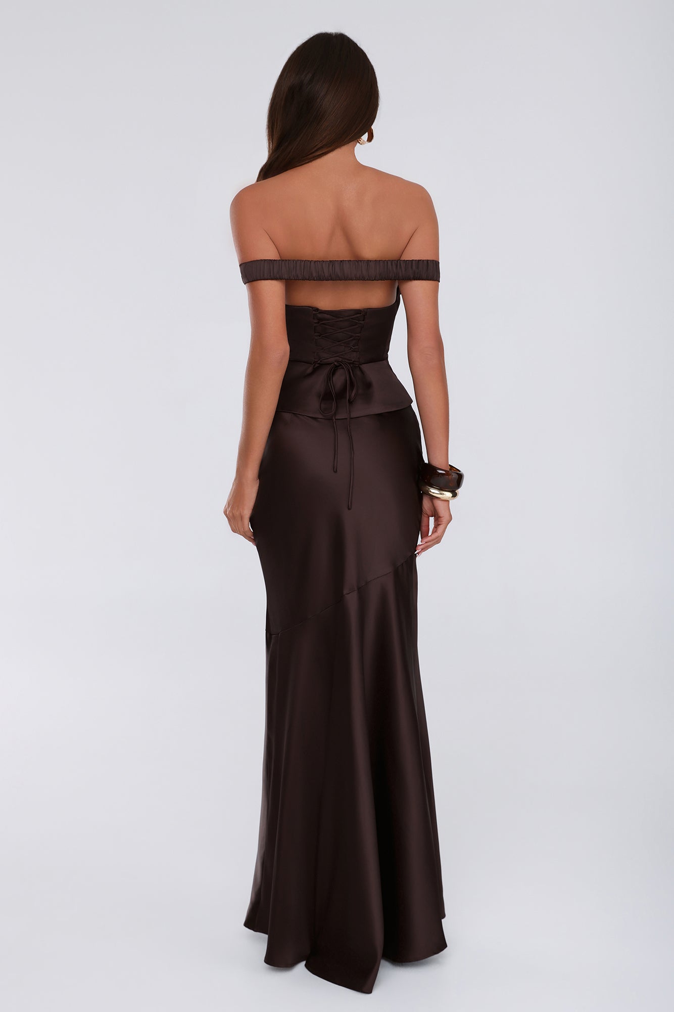 Final Fitting Satin Maxi Skirt Chocolate