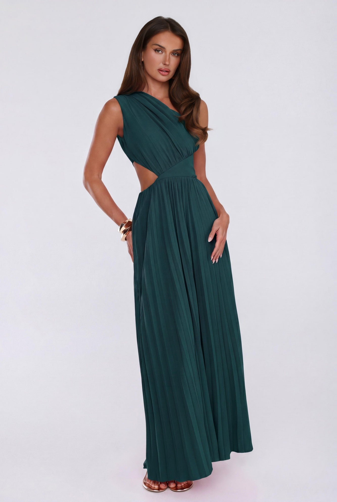 Summer Seduction One Shoulder Maxi Dress Teal