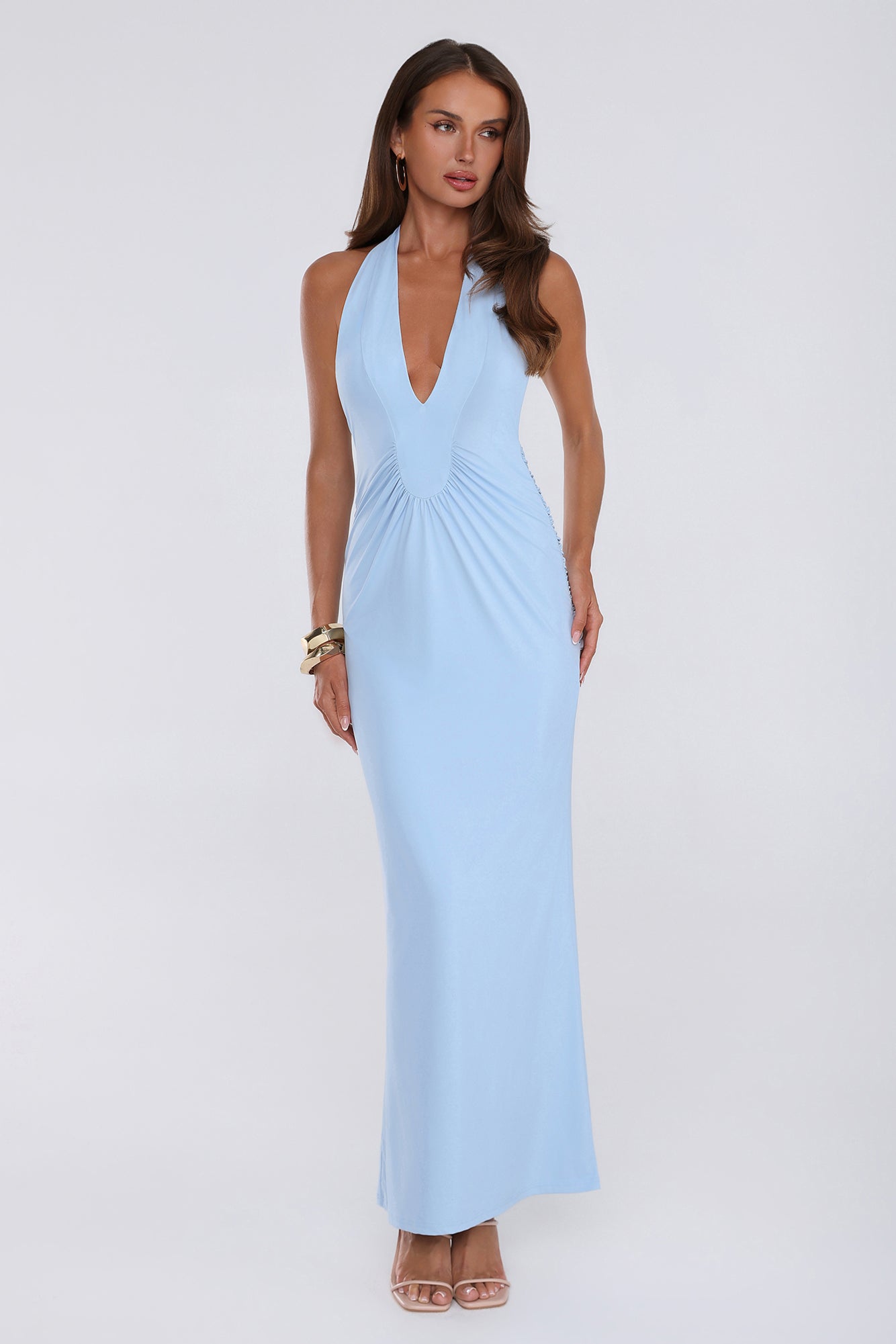 Love Drifted Halter Maxi Dress Blue