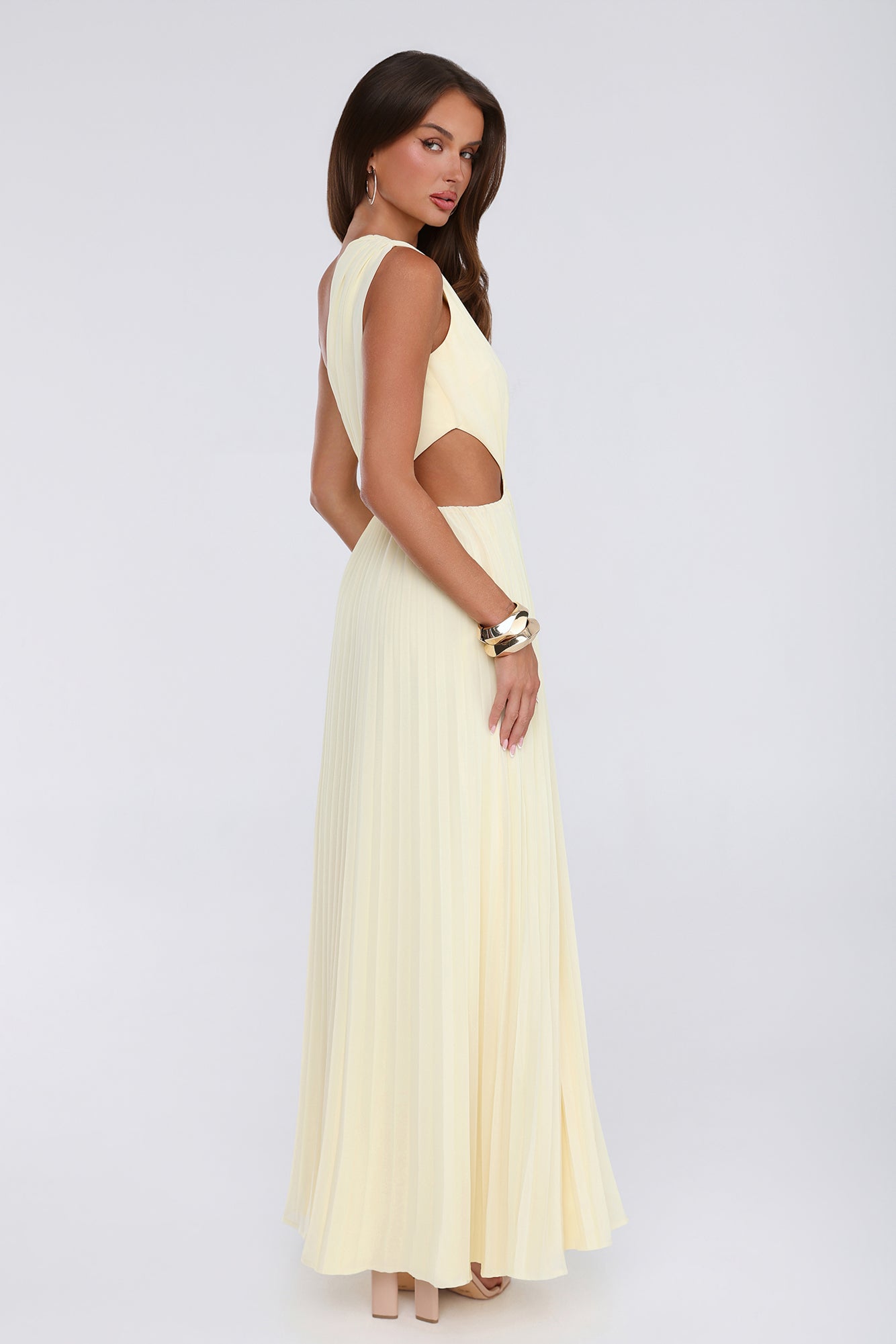 Summer Seduction One Shoulder Maxi Dress Yellow