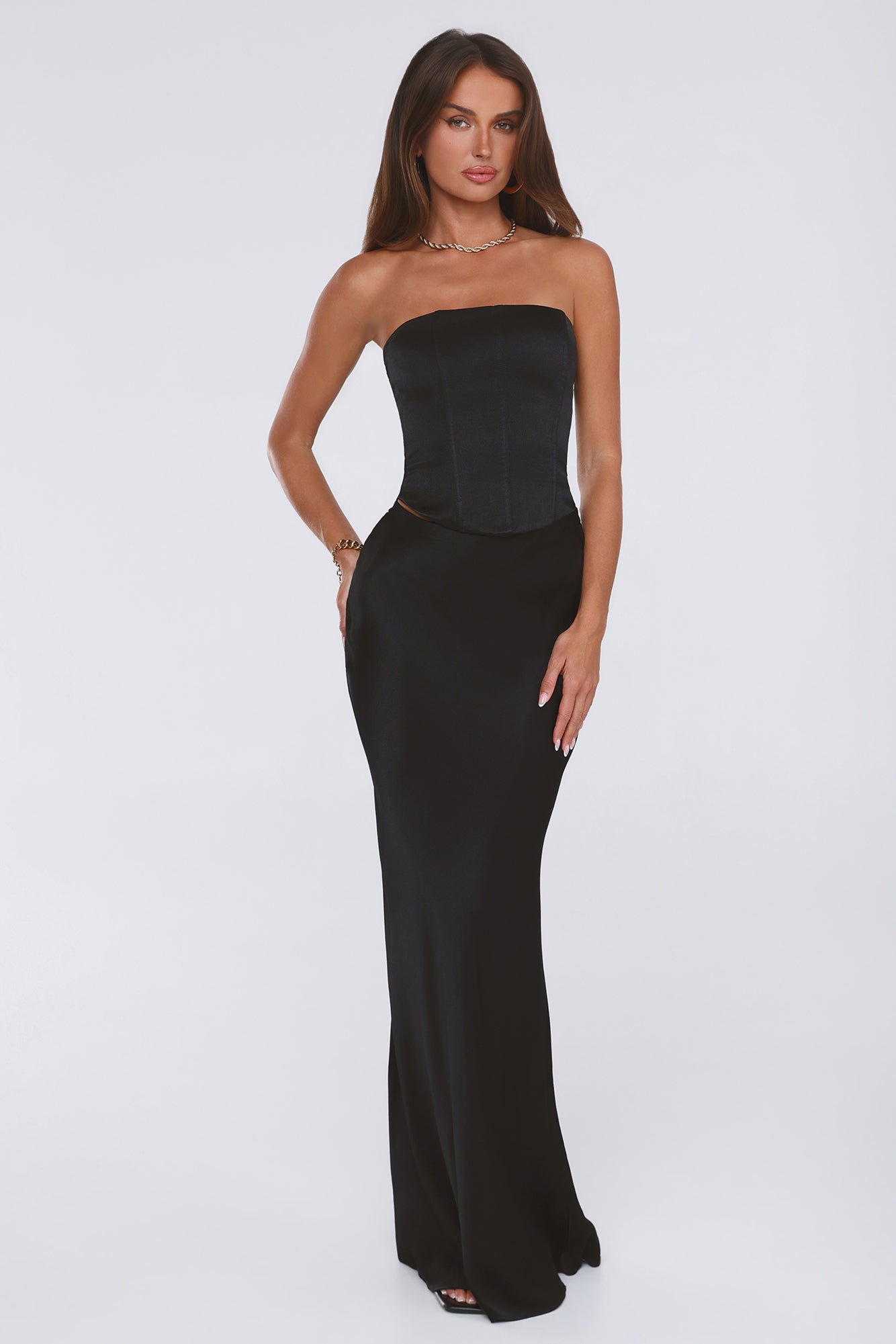 Literally Me Satin Maxi Skirt Black