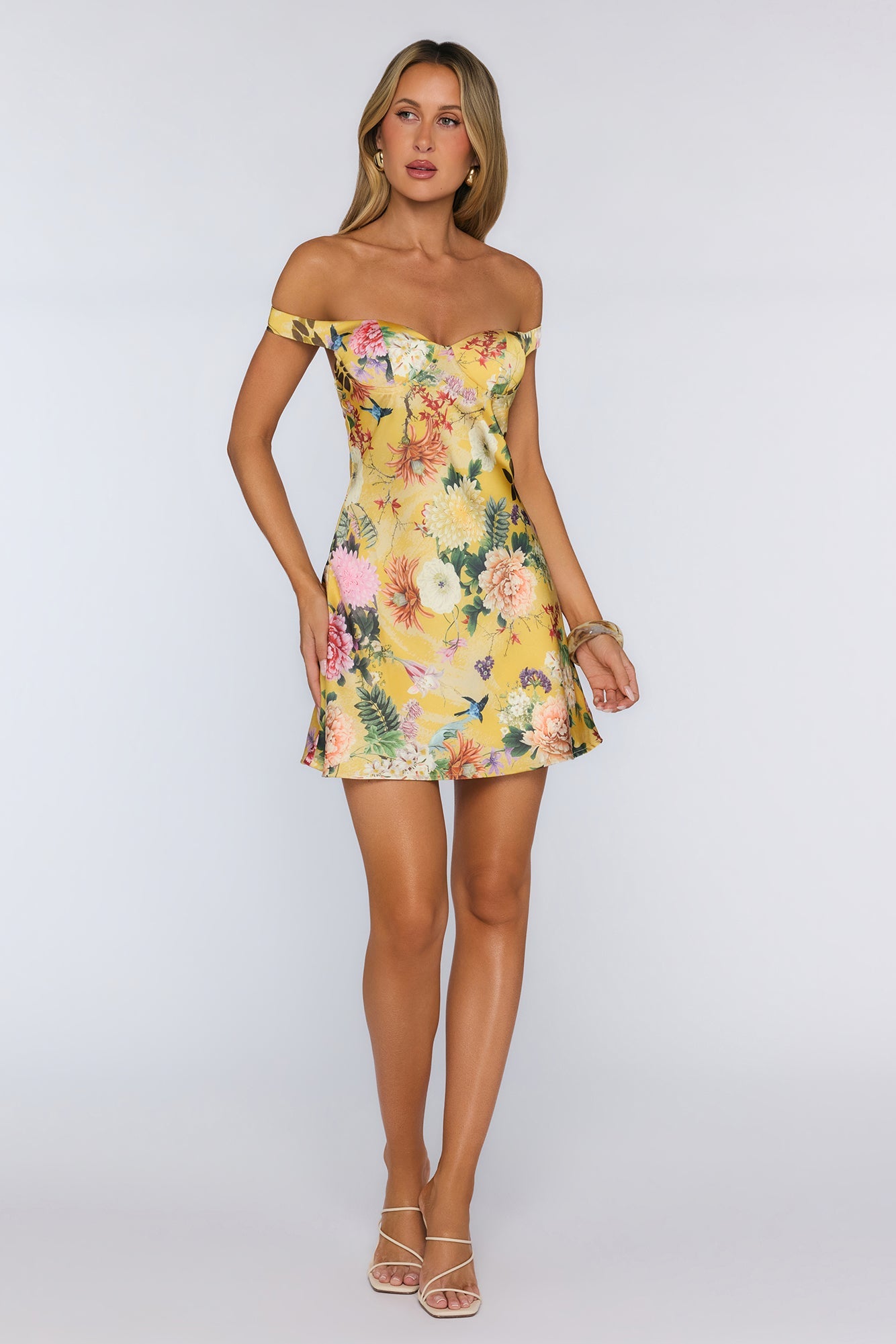 Aveta Off Shoulder Mini Dress Kendall Yellow