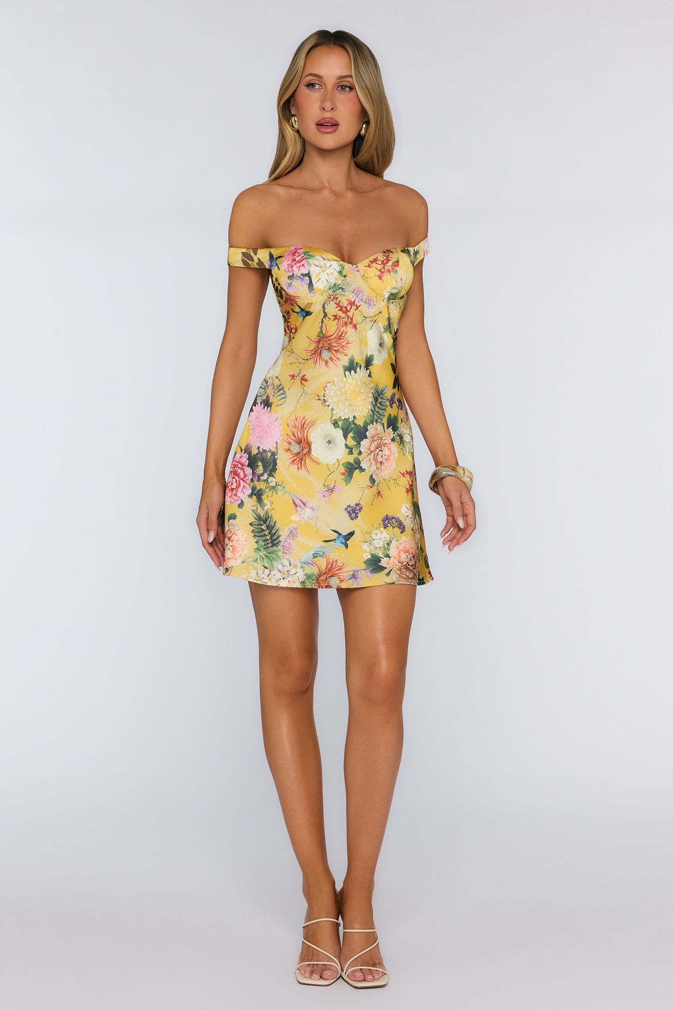 Aveta Off Shoulder Mini Dress Kendall Yellow