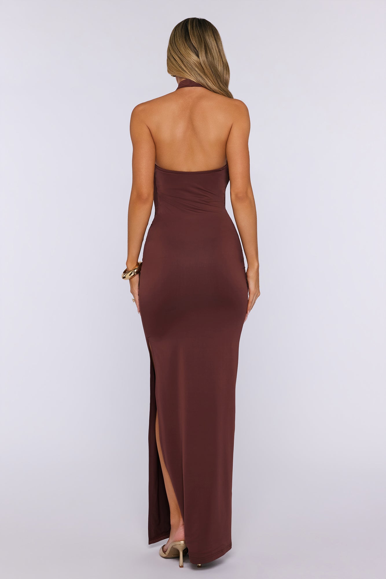 Salt Air Seduction Halter Maxi Dress Brown