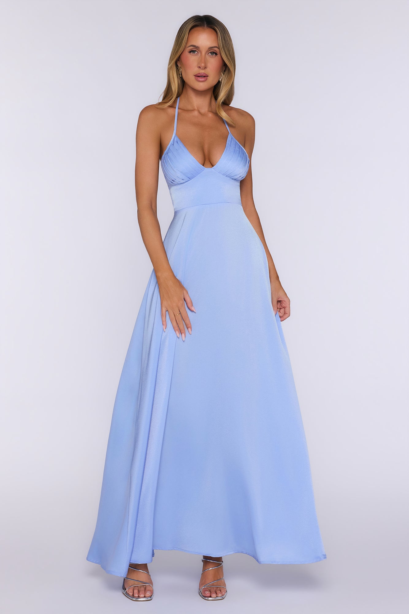 New Romance Halter Maxi Dress Light Blue