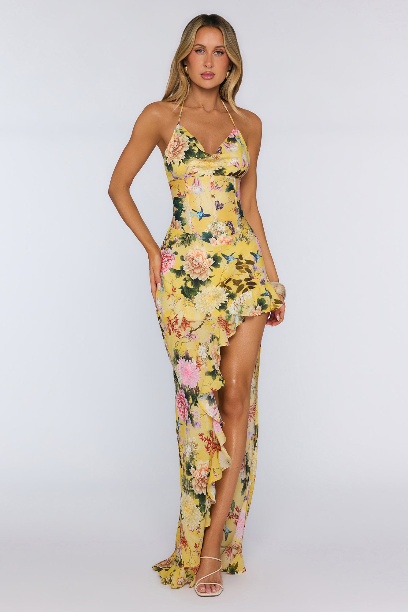 Santonia Halter Corset Maxi Dress Kendall Yellow