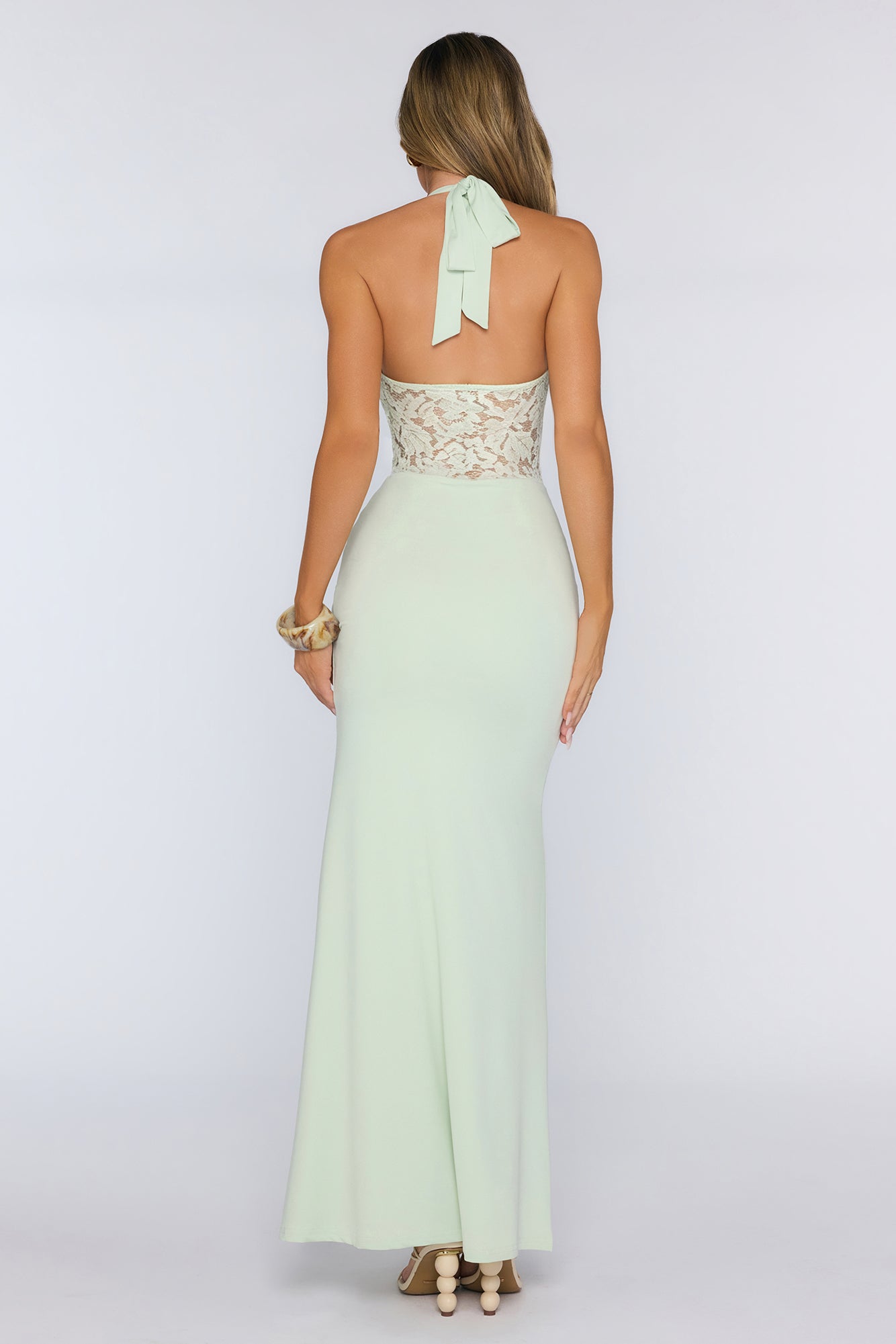 Always That Girl Halter Maxi Dress Sage