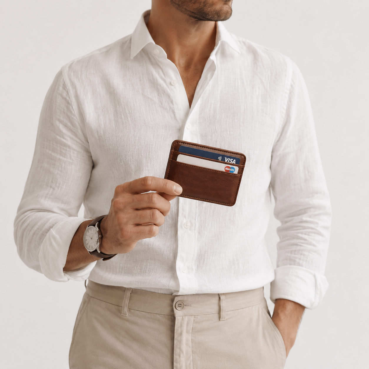 Men's Leather Money Clip Wallet