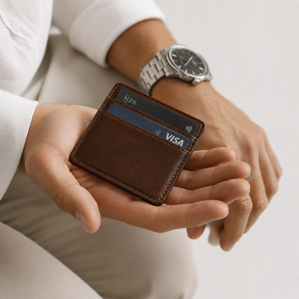 Men's Leather Money Clip Wallet