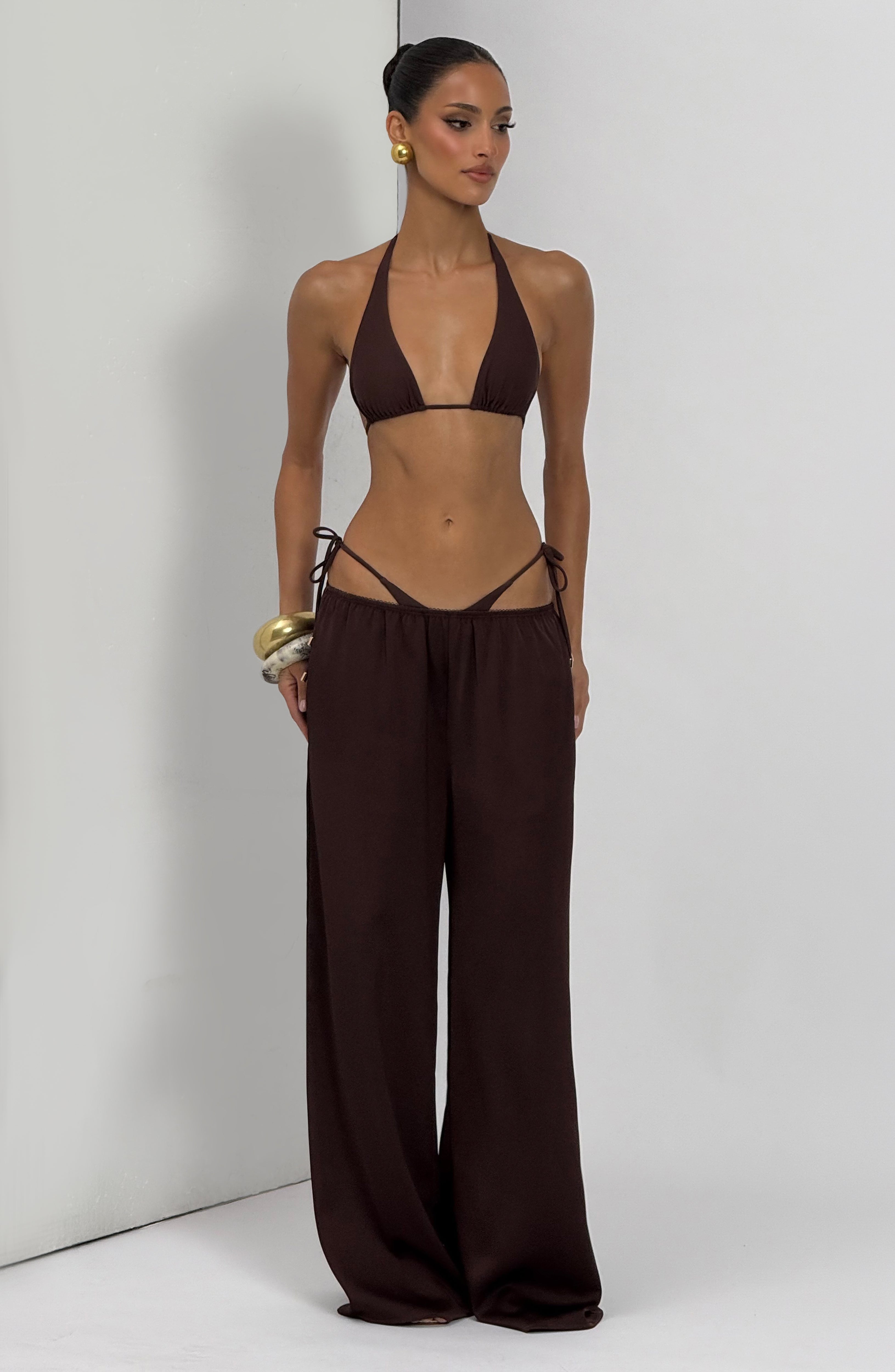 Pietra Triangle Bikini Top - Plum Brown