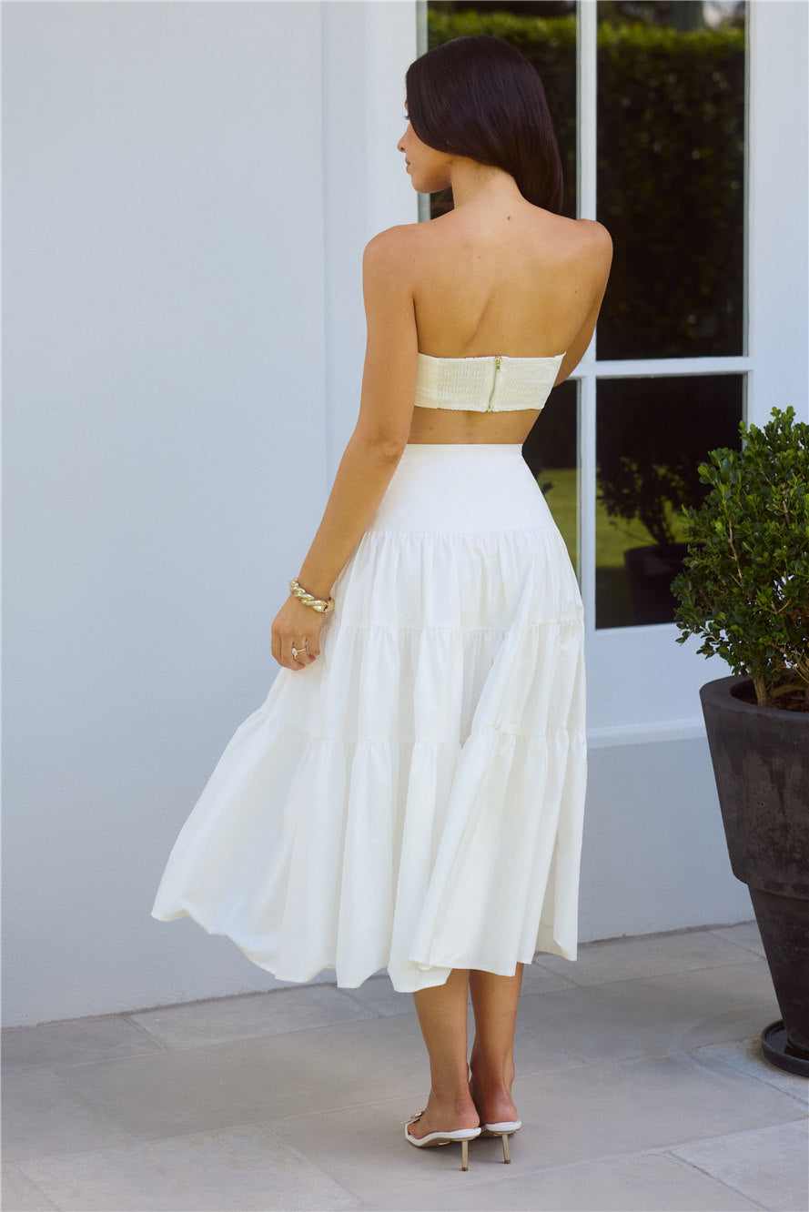 Santorini Sunset Midi Skirt White