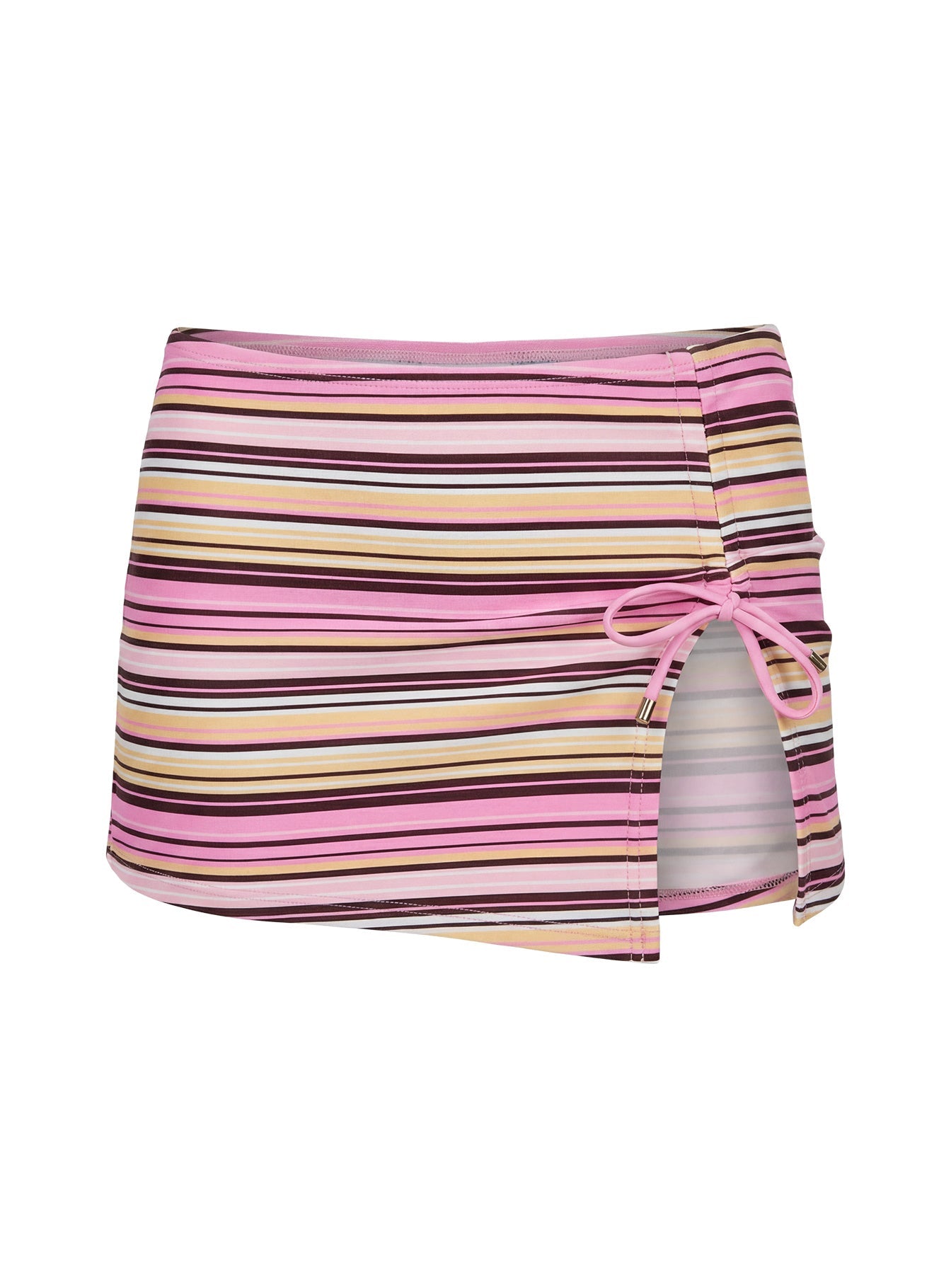 Lemargo Tie Ruched Swim Skirt Pink / Yellow Stripe