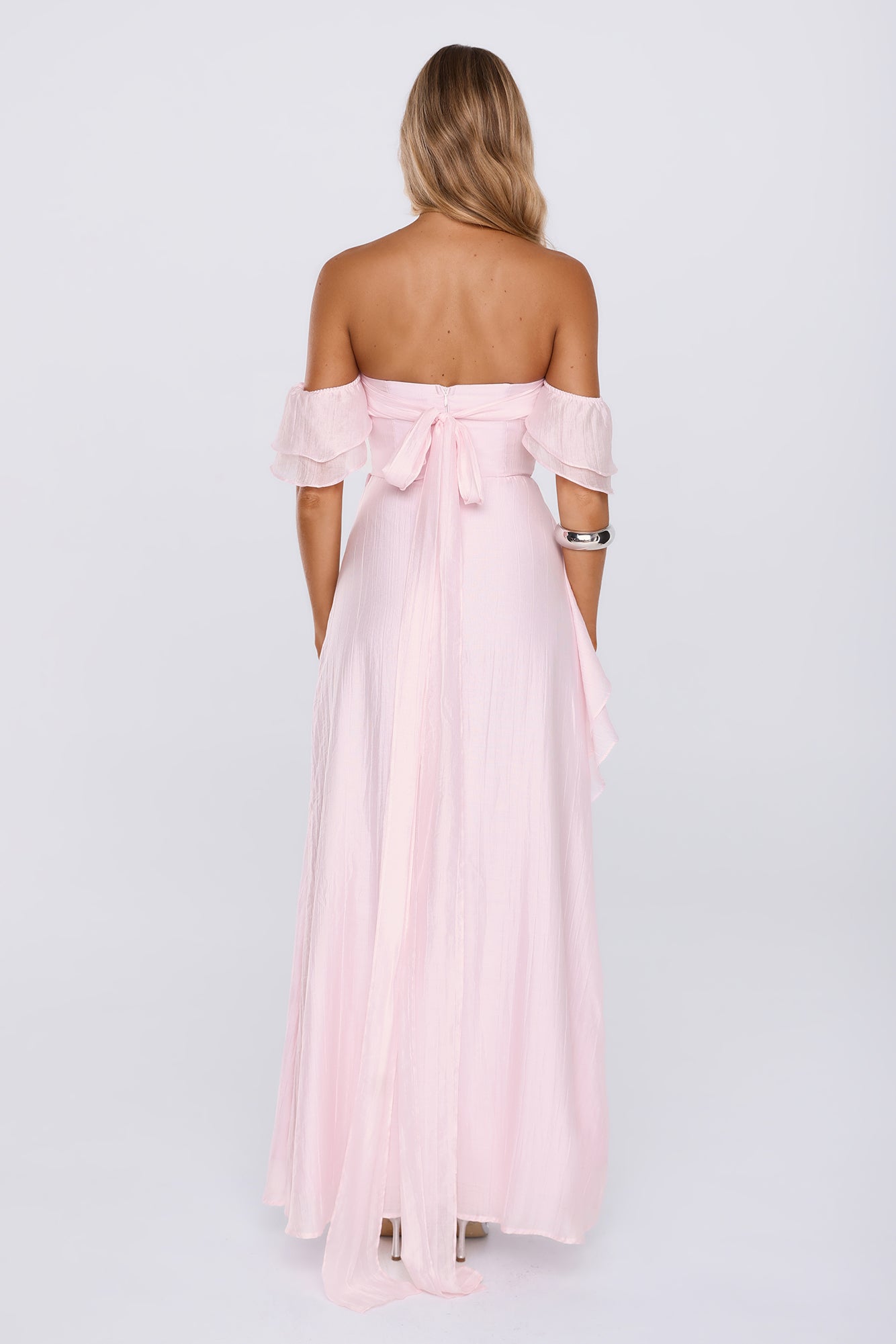 She's In Her Element Off Shoulder Maxi Dress Pink