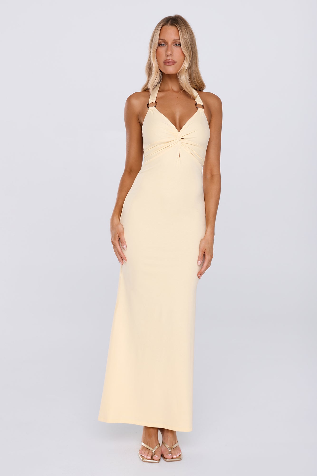 Sunkissed Halter Twist Maxi Dress Yellow