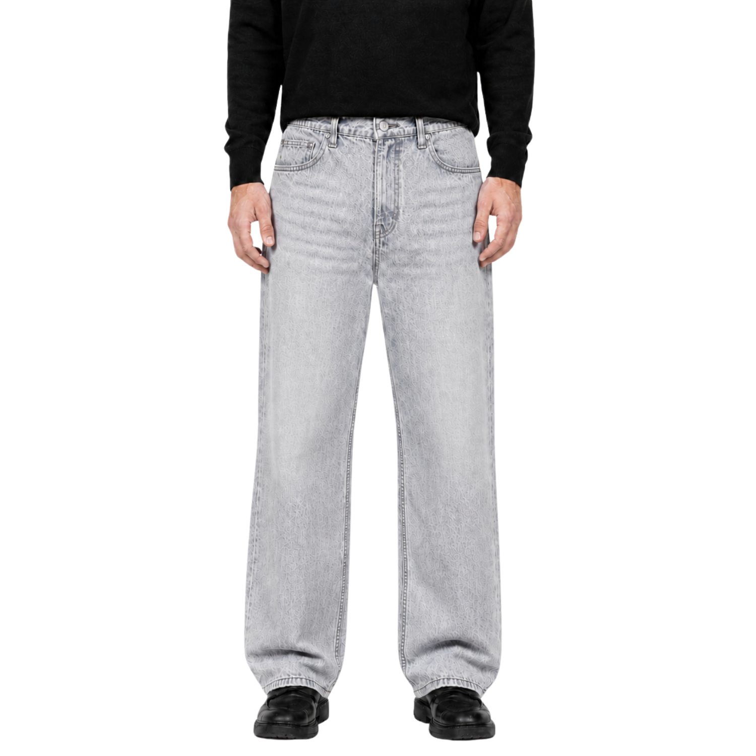 Relaxed Straight Fit Jeans Grey