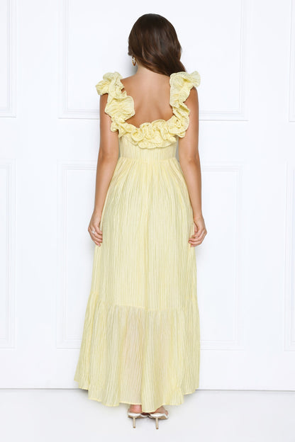 Magnetic Energy Off Shoulder Maxi Dress Yellow