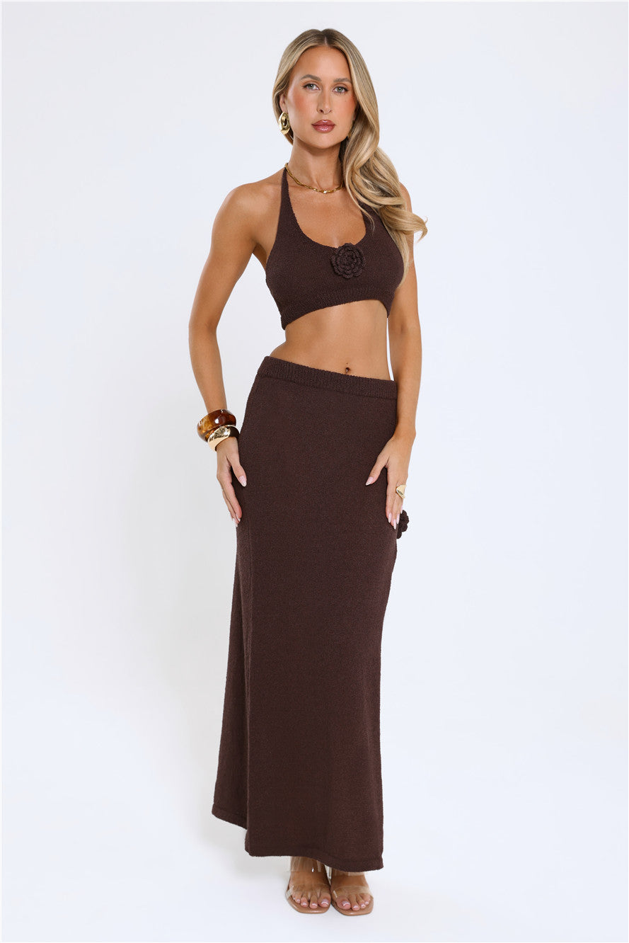 Golden Sands Maxi Skirt Brown
