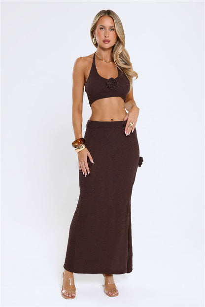 Golden Sands Maxi Skirt Brown