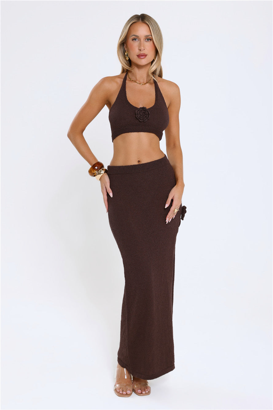 Golden Sands Maxi Skirt Brown