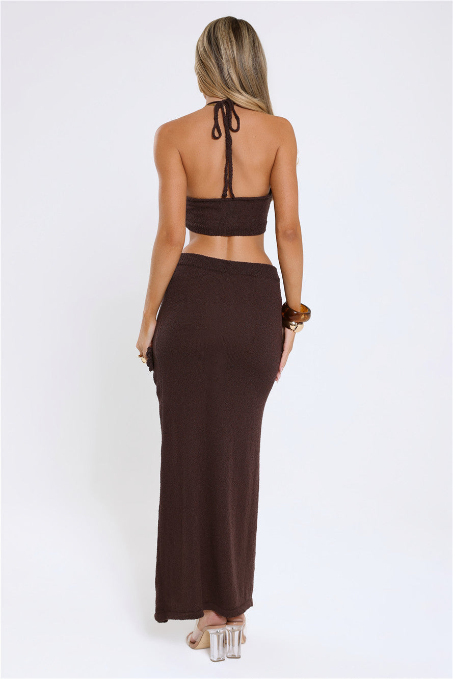 Golden Sands Maxi Skirt Brown